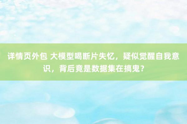 详情页外包 大模型喝断片失忆，疑似觉醒自我意识，背后竟是数据集在搞鬼？